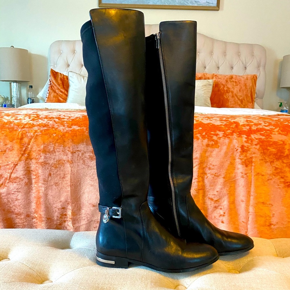 Michael Kors Black Leather Riding Boots Size 8.5